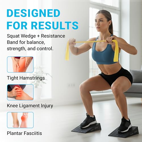 Uwaomah.Squat wedge, pack of 2, 1500 LBS Capacity, 1" & 2" Heel Elevated Squat wedge block of calf stretching & Physical Therapy, Foot Workout Wedge, Ankle Mobility, Portable Heavy Duty Blocks