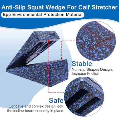 Slant Board 3 Pcs Squat Wedge for Calf Stretching - color: Black Blue Mixed