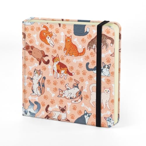 5x5" Sketchbook,Pocket Hardcover Notebooks,Sketch Books for Drawing Writing | 80gsm Blank Pages,96Sheet/192Pages,Cloth Cover,Portable Small Size for Sketching,Diary Memo Planner.Fishbone Cat - color: Cloth-Fishbone Cat