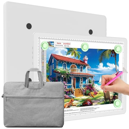Elice Magnetic A3 Light Board with Bag for Diamond Painting, Tracing LED Light Box with Side Buttons, Super Bright Diamond Art Light Pad, Light Table for Drawing, Sketching, Weeding Vinyl - White - color: White, size: A3 with Carry Bag