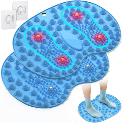 Foot Massager Mat 2PCS, Foot-Shaped Reflexology Mat with Magnetic Therapy, Under Desk Mat Acupressure Mat for Feet Relaxation, Pressure Point Mat for Pain, Fatigue and Stress Relief (Bluex2) - color: Bluex2