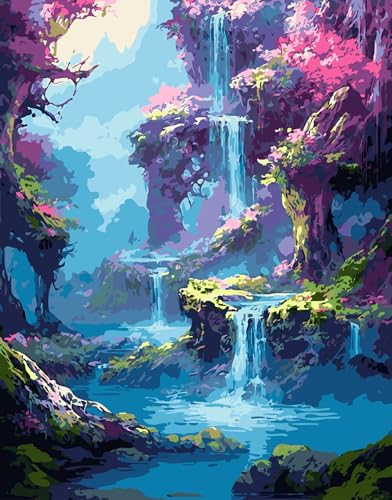 Paint by Numbers Kit for Adults, Dreamy Forest Paint by Number Kits | Acrylic Paint by Number Canvas for Adult Beginners, Easy DIY Canvas Craft for Relaxing Home Wall Decor, 16X16 inch - color: PB453-1