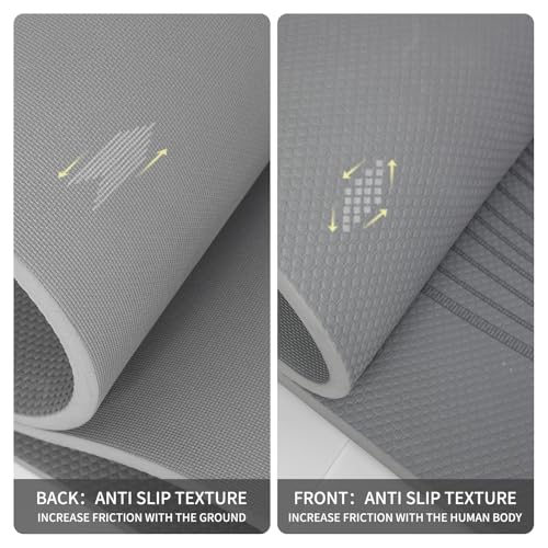 PAIDU Large Yoga Mat 72"x36"x10mm Non-Slip Exercise Mat for Home Gym Studio - color: Gray