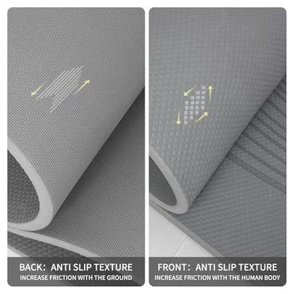 PAIDU Large Yoga Mat 72"x36"x10mm Non-Slip Exercise Mat for Home Gym Studio - color: Gray