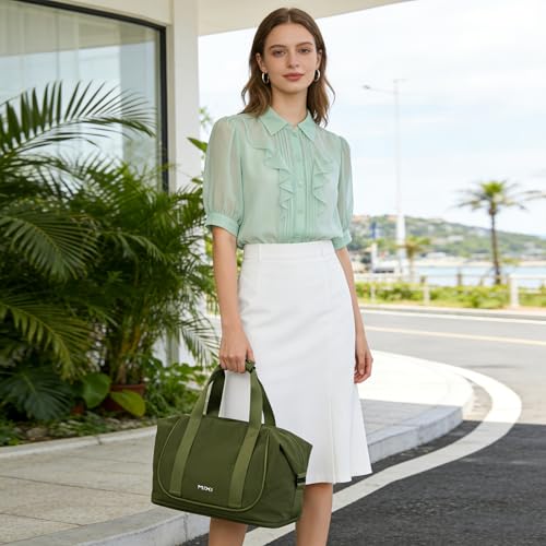 mixi Travel Tote Bag for Women Large Expandable Travel Bag Waterproof Lightweight Carry On Personal Item Handbag - color: Jungle Green