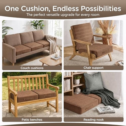 Codi Couch Cushion Replacements, 5 Inch High-Density Foam, 24 Inch - color: Coffee, size: 24 Inch (Pack of 1)