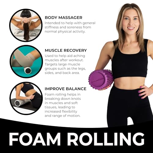 Oceanfoam Tidal Roller - Magenta - Muscle Massage Foam Roller for Back Pain & Stretching - Firm and Ergonomic Wide Wave Textured - Yoga, Athletics, & Wellness - Full Size, 20" x 5" - color: Magenta