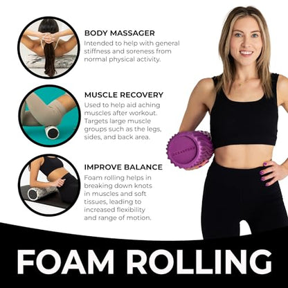 Oceanfoam Tidal Roller - Magenta - Muscle Massage Foam Roller for Back Pain & Stretching - Firm and Ergonomic Wide Wave Textured - Yoga, Athletics, & Wellness - Full Size, 20" x 5" - color: Magenta