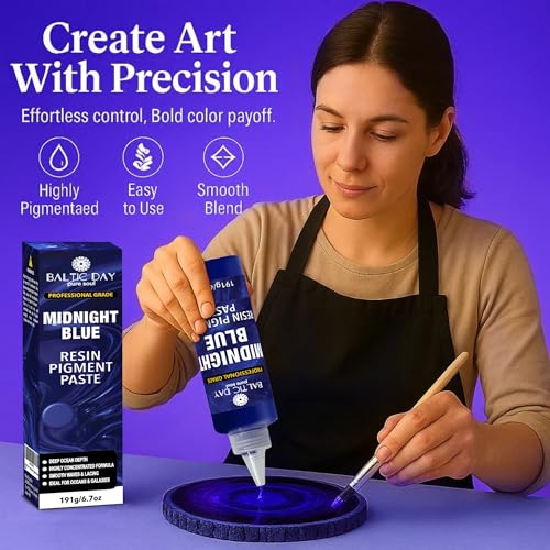 Midnight Blue Epoxy Resin Pigment Paste, Extra Large 191g (6.7oz) – Opaque Resin Colorant, Highly Concentrated Epoxy Dye, Mica Powder Alternative for Resin Art, Jewelry, Tumblers, River Tables & Crafts - color: Midnight Blue