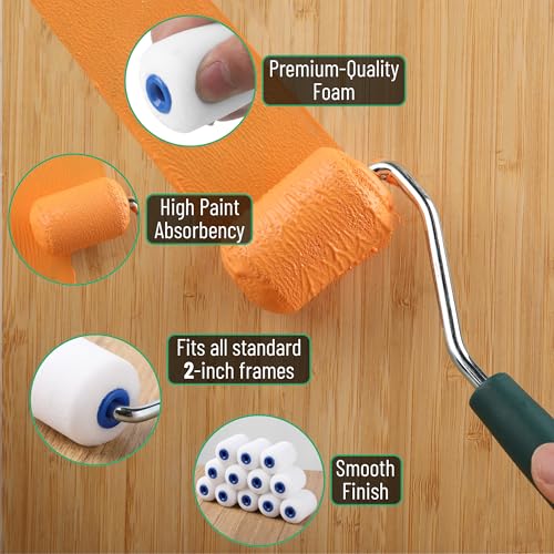 Bates Choice Foam Paint Roller Covers, 2", 12 Pack, High Density Mini Paint Roller Covers
