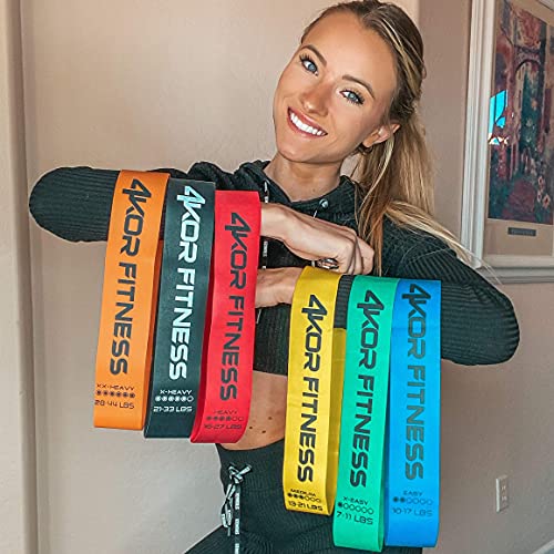 4KOR Fitness Resistance Loop Band Set, Perfect for Crossfit, Yoga, Physical Therapy, and Booty Building - color: 6 Piece Miniband Set (2" x 12")