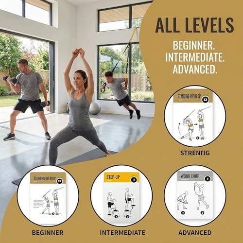 Bodyweight & Dumbbell & Suspension1 Workout Cards - 150 Large 5"x3.5" Exercise Cards with 36 Strength Moves, Home & Gym Fitness Cards for Men & Women, Beginner Fitness Guide - color: c. Brown1