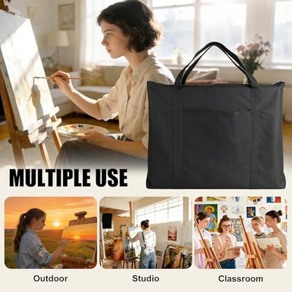 Ostlttyn Art Portfolio Case, Waterproof 18x24 Inch Large Art Portfolio Bag with Shoulder Strap for Artwork, Poster, Sketching, and Drawing, Black - size: 18 x 24 inches