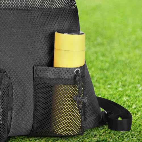 NATURAL STYLE Mesh Drawstring Gym Swim Beach bag, Large Waterproof Pool Sports Backpack for Swimming Gear Workout Yoga Travel - color: Black