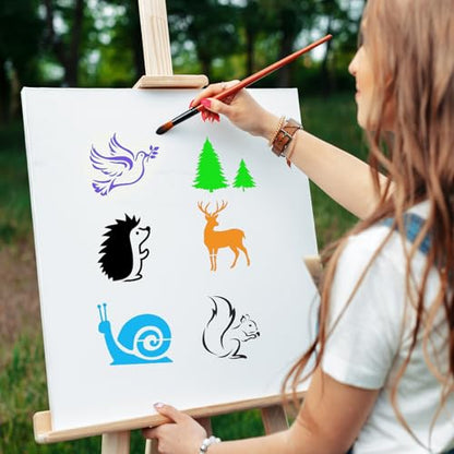 80 Pcs 4 x 4 Inch Stencils for Painting on Wood, Reusable Animal Plastic Stencil DIY Craft Paint Template Set for Wall Home Decor - style: Animal