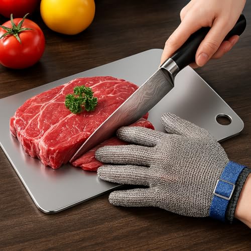 "Titanium Cutting Board for Kitchen – 100% Pure Titanium, Double-Sided Reversible, Non-Porous, Dishwasher Safe, Odor Resistant, Includes Cut-Resistant Gloves & Cleaning Cloth(Medium)"