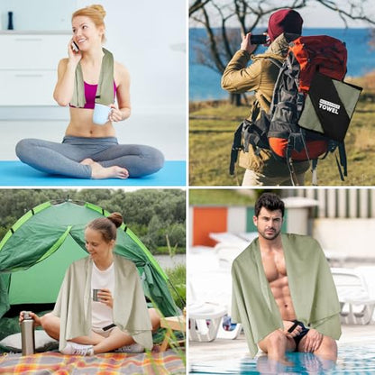 Camping Towel L Size Quick Dry Microfiber Lightweight for Beach Swimming Pool Travel Body Yoga Mat Towels (Army Green, 1 Pack L) - color: Army Green, size: 1 Pack L