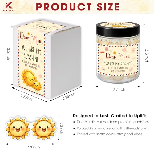 Birthday Gifts for Mom, Dear Mom You Are My Sunshine Jar, 60 Positive Notes - color: kat-K-You Are My Sunshine JAR