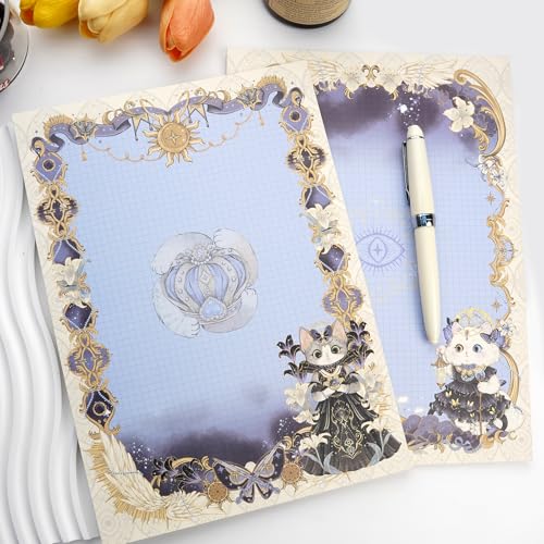 40/60 Sheets watercolor cute writing paper B5 size letter printer paper 120gsm decorative scrapbooking colored antique vintage flowers animal design Double-Sided stationery(tarot cat) - color: Tarot Cats