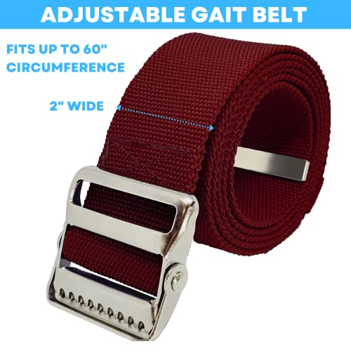 LiftAid Transfer and Gait Belt 60 Inch with Metal Buckle and Loop - Walking, Standing and Transfer Assist Aid for Seniors, Elderly Patients, Caregiver, Nurse, Therapist (Burgundy) - color: Burgundy