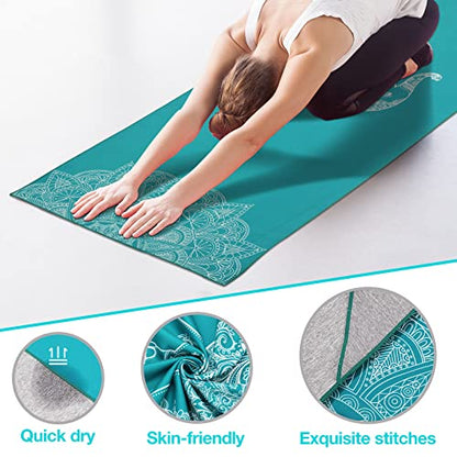 MoKo Yoga Towel for Hot Yoga Mat, Non-Slip Quick-Dry, 74.4 x 27.4 in - color: Lake Blue