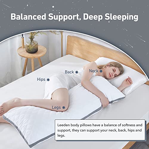 Leeden Body Pillow Insert 20 x 54 for Side Sleepers White Support | Soft polyester padding delivers full-body support for side sleepers, maternity rest, reading and daily relaxation. - color: Grey-side