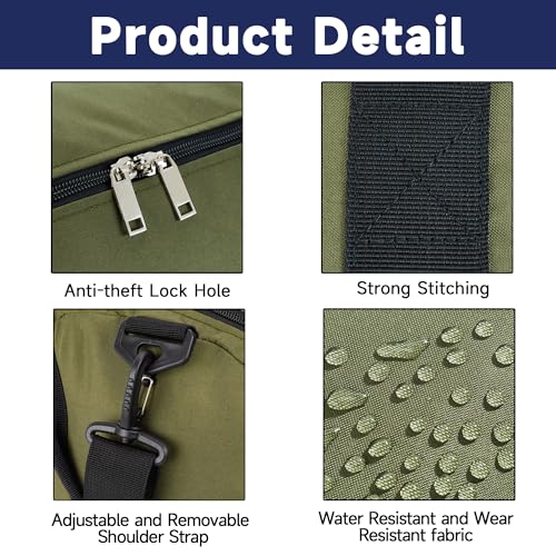 Arxus Duffle Bag 30L/50L/90L Long Travel Bag for Baseball Bat Tent Large - color: Green, size: 50L