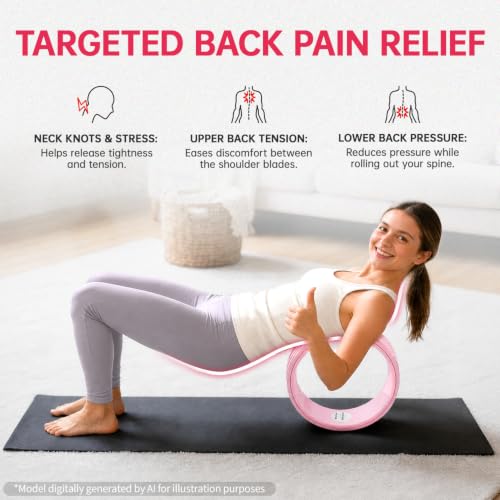 GymCope 3-Pack Back Roller Wheel Set, Spine-Safe Groove, 500 lbs | 1/2in sweat-resistant foam over ABS core, 3-pack 4in 6in 10in wheels, spine-safe groove, 500 lbs, yoga pilates gym, pvc free - style: 3Pack(4"+6"+10")-Pink