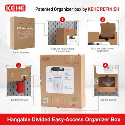 Disposable Easy Paint System(EPS) for Spray Gun,20 Ounce (600ml) Kit with 50 Liners,Lids and Strainer System for LVLP Paint Gun for Automotive,Hangable Divided Easy-Access Organizer Box - size: 20oz-50PC/Hangable Divided Easy-Access Organizer