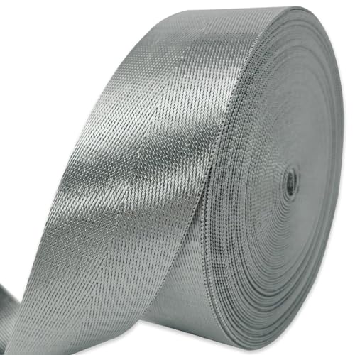 1 1/2" Gray Nylon Webbing 12yds for Bag Straps Crafts - color: Gray