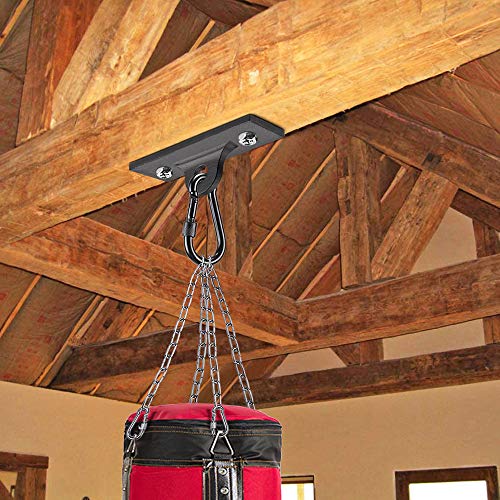 Dolibest Heavy Bag Hangers & Brackets - Ceiling Mount with Carabiner for Strength Training, Aerial Yoga & Resistance Bands - color: 2 Holes Ceiling Anchor