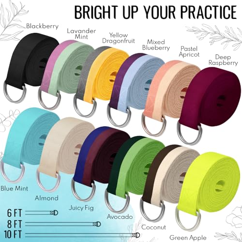 TECEUM 2 IN 1 Yoga & Mat Strap for Stretching – Cotton – 6/8/10 ft - color: Purple Blue, size: 6 ft