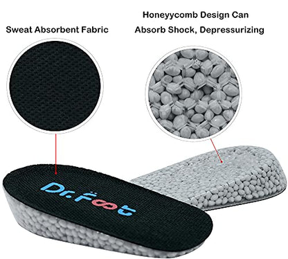 Dr.Foot Height Increase Insoles, Heel Cushion Inserts, Heel Lift Inserts for Leg Length Discrepancies - color: Black, size: Large (1" Height)