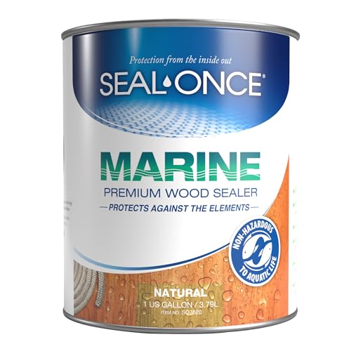 Seal-Once Marine Waterproof Wood Sealer and Stain, Natural, 1 Gallon | Waterproof Sealant, Wood Stain and Sealer in One - color: Natural, size: 1 Gallon