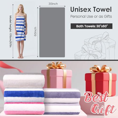 JML Bath Towels Set, 2 Pack, 30" x 60", Cabana Stripe Blue - color: Cabana Stripe Blue, size: 2 Pack (30 in x 60 in)