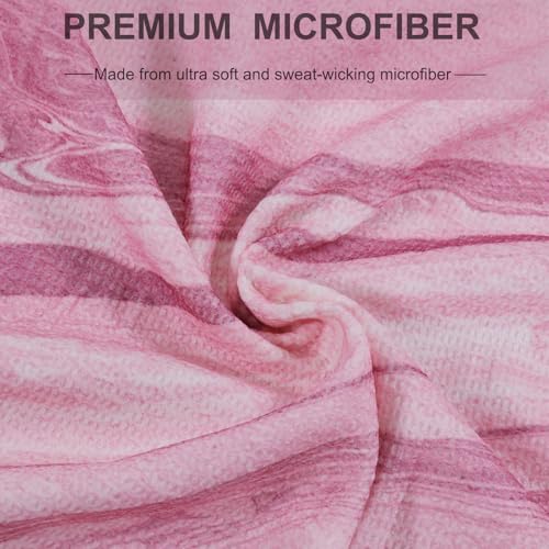VI-FA Soft Yoga Mat Towel Hot Yoga Towel Non Slip Microfiber Yoga Mat Cover with 6 Feet Yoga Strap/Mat Carry Strap for Workout, Gym, Fitness -Pink Marble Pattern 68" X24''