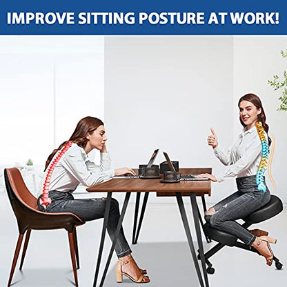 Ergonomic Kneeling Chair, Meditation Chair with Height Adjustable and Cushion for Home and Office, Posture Office Stool with an Angled Seat and Casters - size: Height Adjustable - Pneumatic