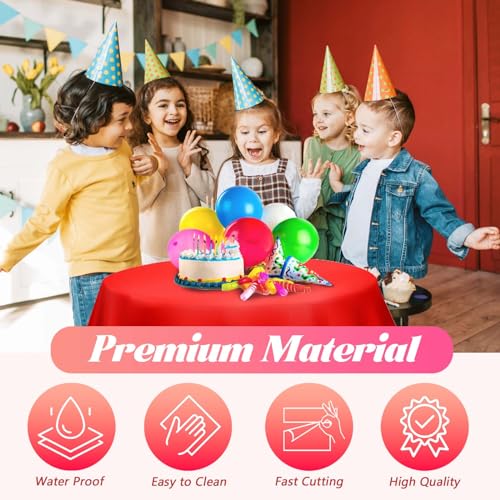 Red Table Cover Roll Disposable Tablecloth: 54in X 120ft Table Covers Plastic Table Cover Roll with Easy Slide Cutter Red Table Covers for Parties Disposable - color: Red, size: 1440" x 54" (Rectangular)