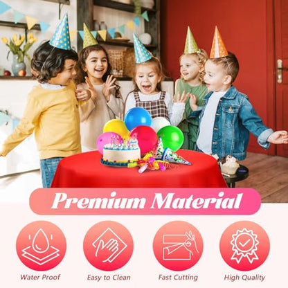 Red Table Cover Roll Disposable Tablecloth: 54in X 120ft Table Covers Plastic Table Cover Roll with Easy Slide Cutter Red Table Covers for Parties Disposable - color: Red, size: 1440" x 54" (Rectangular)