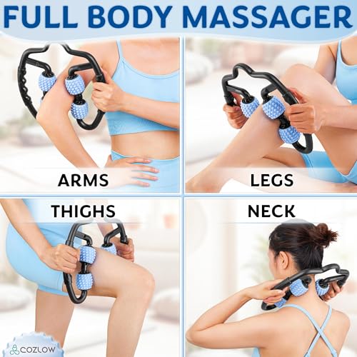 COZLOW Dual Sided Muscle Roller - Cellulite Massager for Arms and Legs - Flexible Massage Tool - Effective Sculpting Massage for Thighs, Butt - color: Blue/Black