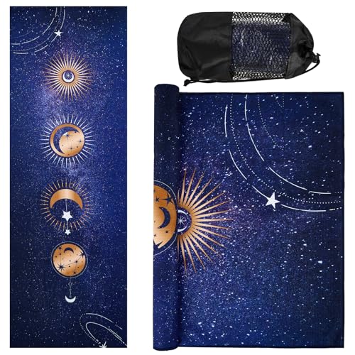 Yoga Towels, Non Slip Hot Yoga Mat Towel with Grip Dots,Super-Absorbent Soft Microfiber Yoga Blanket for Pilates, Fitness and Workout 72inch x 24inch - color: Moon