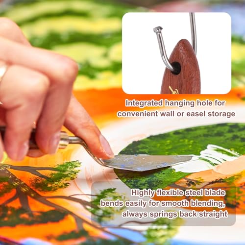 MECCANIXITY Pack of 1 Palette Knife No.6, 9.4" Long Palette Knives with Stainless Steel Flexible Spatula Pallet Knife and Wood Handle for Scraping, Mixing, Oil Acrylic Painting Canvas - style: No.6