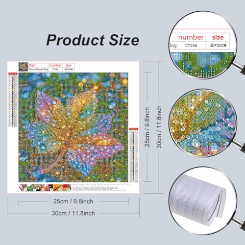 Stalente Diamond Painting Kits for Adults Maple Leaf, 5D DIY Diamond Art Kits for Beginners Round Full Drill Diamond Painting for Home Wall Decoration Gift 12×12inch