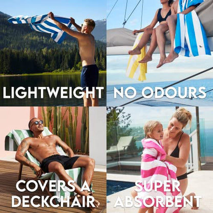 Dock & Bay Beach Towel - Quick Dry, Sand Free - Compact, Lightweight - 100% Recycled - Includes Bag - Cabana - Bondi Blue - Large (160x90cm, 63x35) | Sand-Resistant, Includes Travel Bag, Lightweight & Compact, 100% Recycled DryQ Fabric, Large (160x90cm, 6