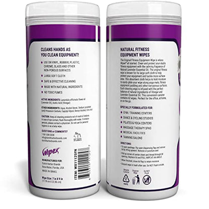 Wipex Original Natural Fitness Equipment Wipes - EWG Verified- Plant-Based Lint Free Cloth - Gym Wipes for Equipment, Yoga Mat, Peloton, Lavender and Vinegar, 50 Count (Pack of 3) - size: 50 Count (Pack of 3)