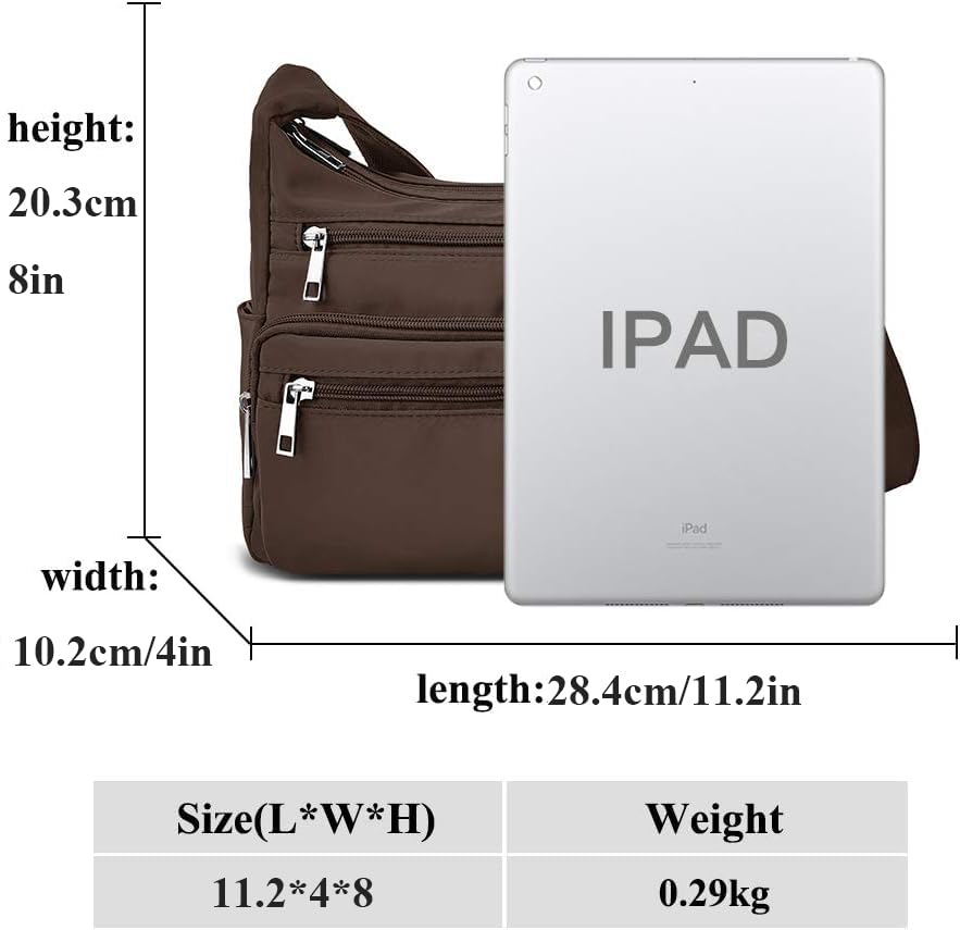 VOLGANIK ROCK RFID Purses for Women Fabric Nylon Multi Pocket Crossbody Bag Ladies Travel Handbag - color: Coffee, size: Standard