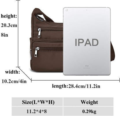 VOLGANIK ROCK RFID Purses for Women Fabric Nylon Multi Pocket Crossbody Bag Ladies Travel Handbag - color: Coffee, size: Standard