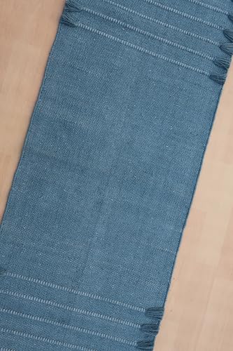Jaipur Art & Rugs Cotton Yoga Rug - Eco-Friendly Hand-Woven Thick Mat (24”x72”x5mm) for Everyday Fitness at Home - Comfortable & Extra-Long - color: Dark Green