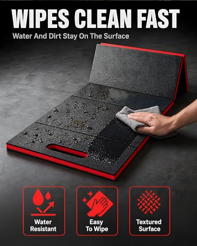 Mechanic Mat, 47.2 x 15.7 x 1 Inch Foldable Mechanic Kneeling Pad, Red - color: Red