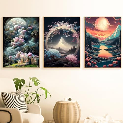 Ellunyo 12 Pack Diamond Painting Kits for Adults,Landscape Diamond Painting Kits, 5D Diamond Painting Kits for Adults, Full Drill Craft Kits 12x16 inch,Cute Painting